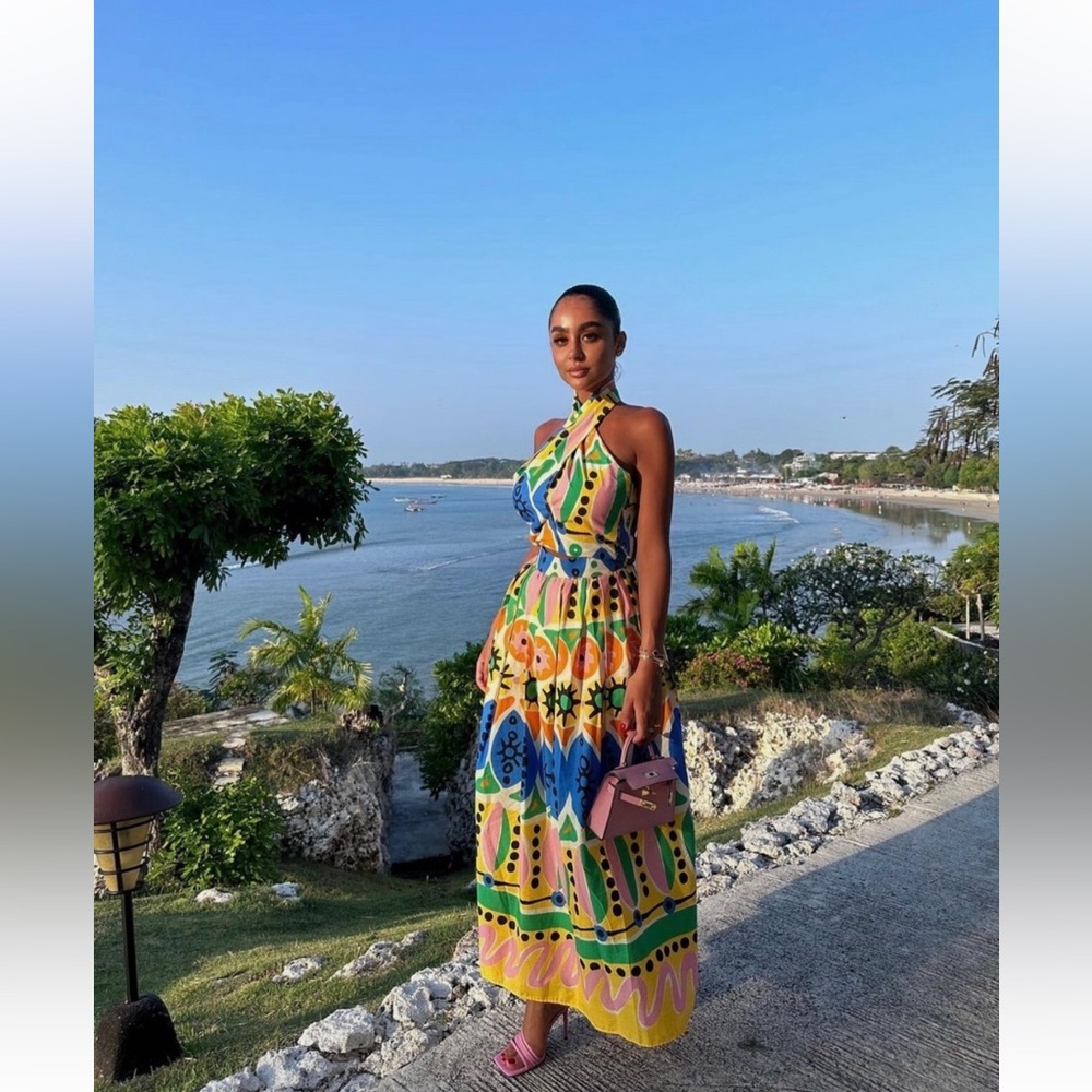 NWT Zara Vibrant Multicolor Halter and Skirt Set